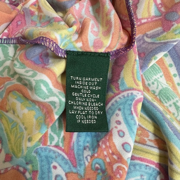 RALPH LAUREN Dress Vibrant Floral Surplice Neckline Draped Tie Belt XS Petite - Picture 9 of 13